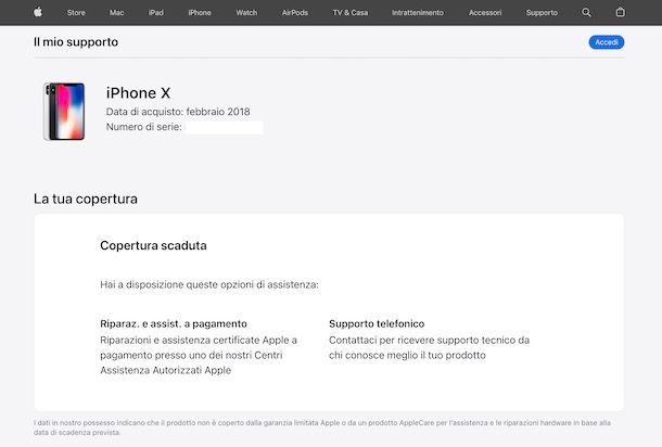 Verifica copertura iPhone