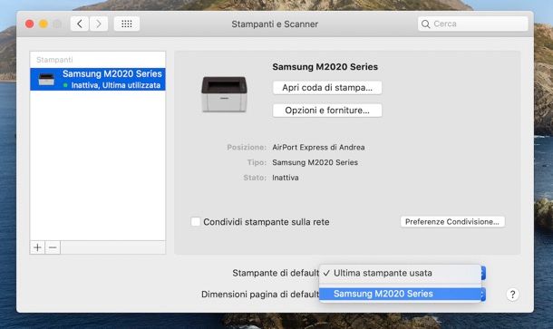 Come cambiare stampante predefinita su Mac