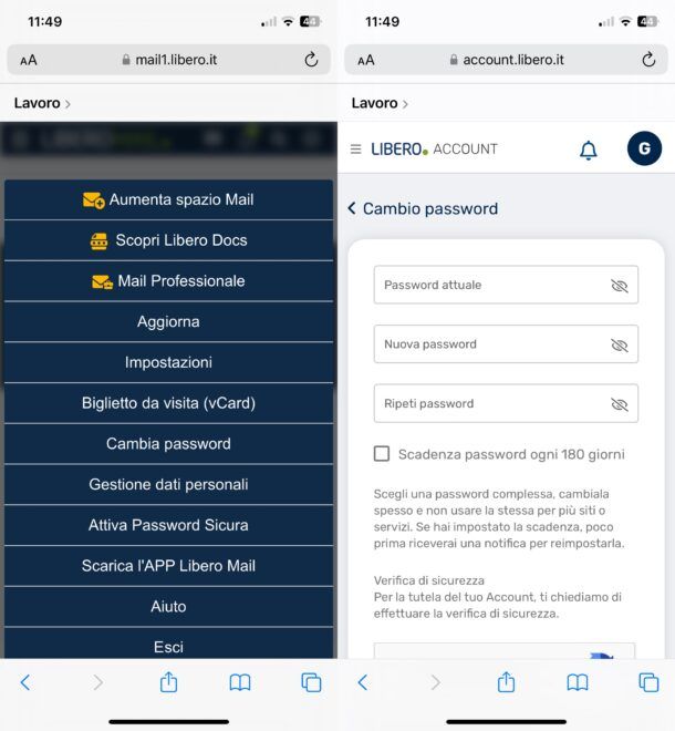 Come cambiare password Libero Mail su iPhone