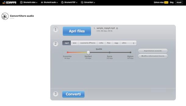 Convertitore audio di 123apps