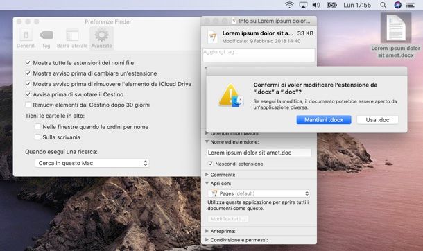 Come rinominare estensione file su Mac