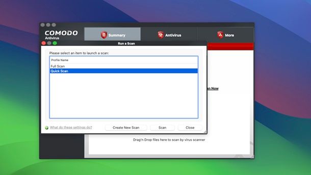 Scansione COMODO Antivirus macOS