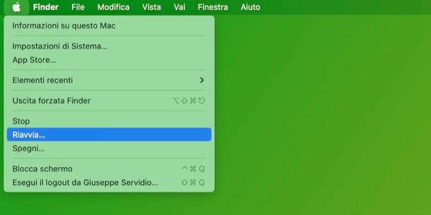 Riavvio del Mac