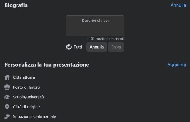 Come andare a capo nella biografia Facebook