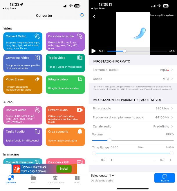 Convertitore video — estrarre mp3