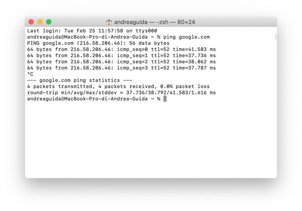 Come pingare un sito su Mac