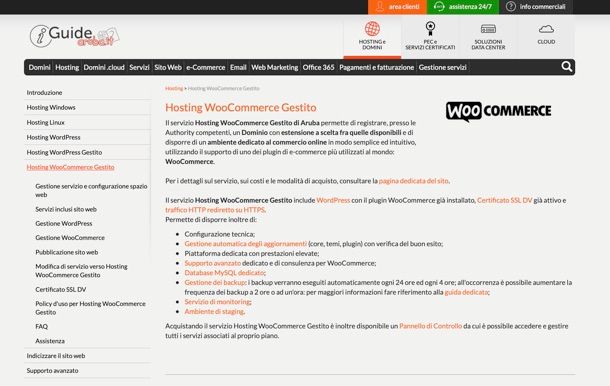 Guida Hosting WooCommerce Gestito di Aruba