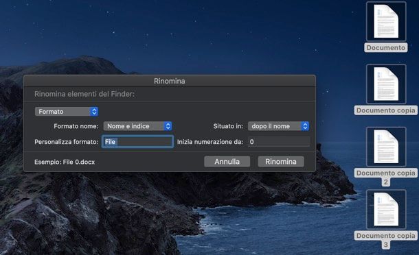 Come rinominare più file su Mac