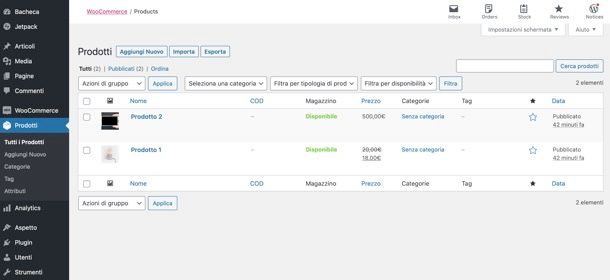 Prodotti WooCommerce