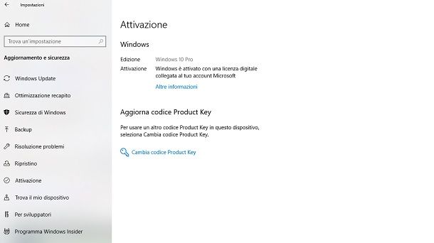 Attivazione Windows 10