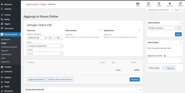 Ordine WooCommerce