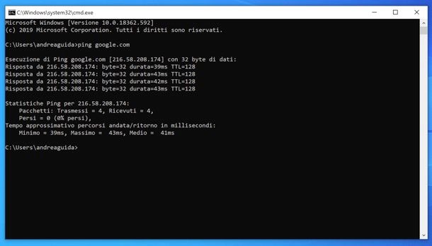 Come pingare un sito su Windows