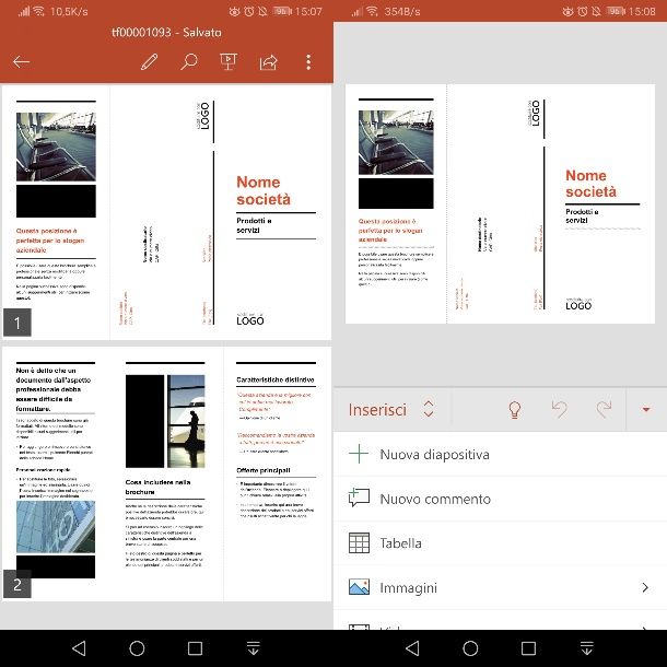 Brochure su PowerPoint da Android