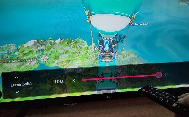 Cambia impostazioni televisore Fortnite