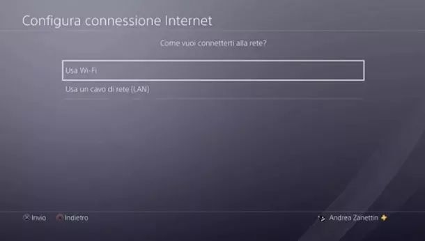 Connetti Internet PS4