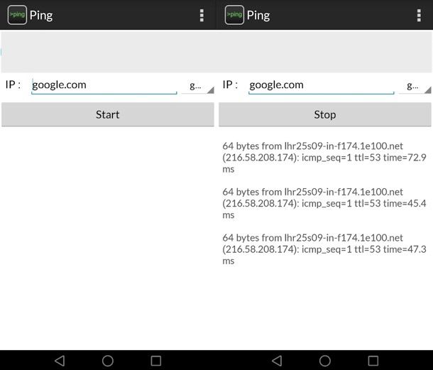 Come pingare un sito da Android