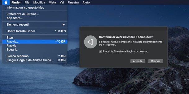 Come riavviare il Mac