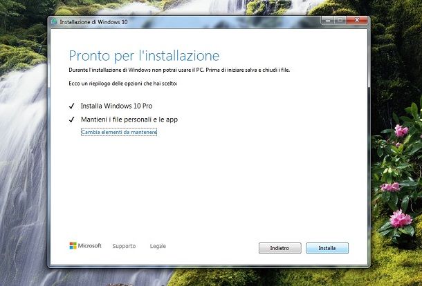 Installa Windows 10