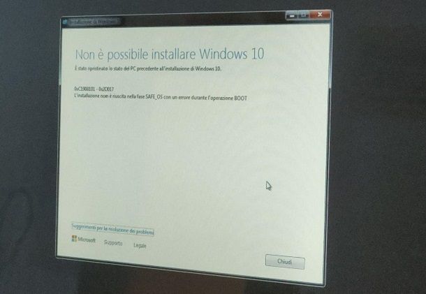 Problemi aggiornamento Windows 7 Windows 10