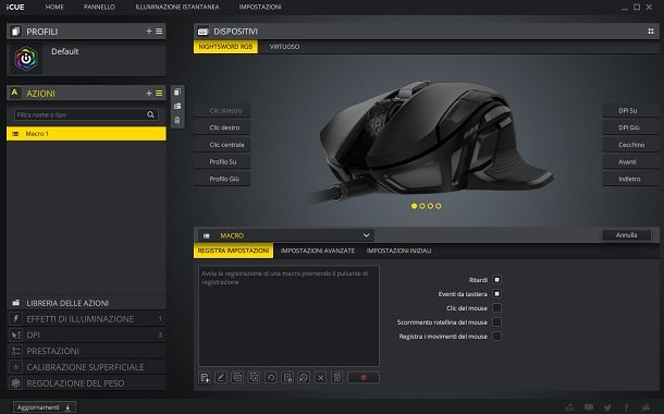 Registrazione macro Corsair