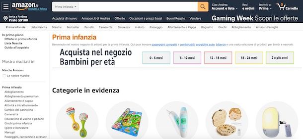 Amazon Prima infanzia