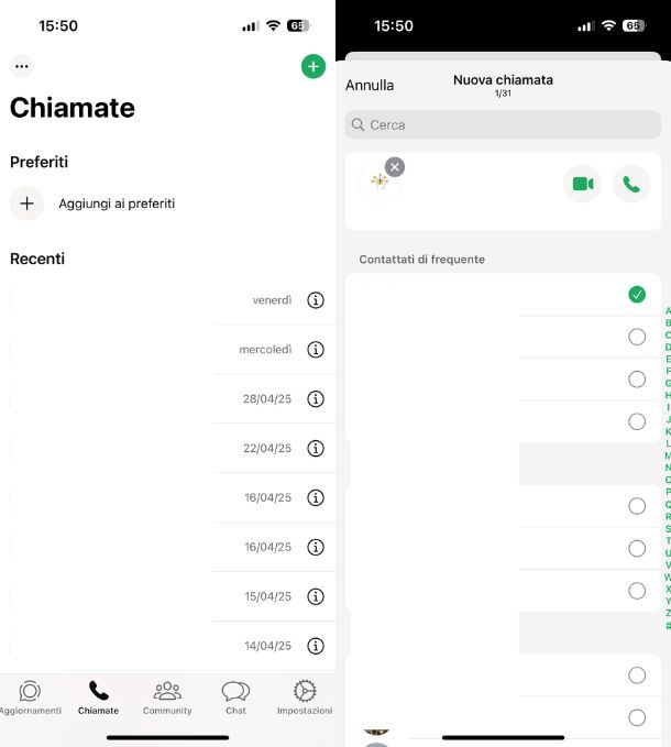 Videochiamare con WhatsApp