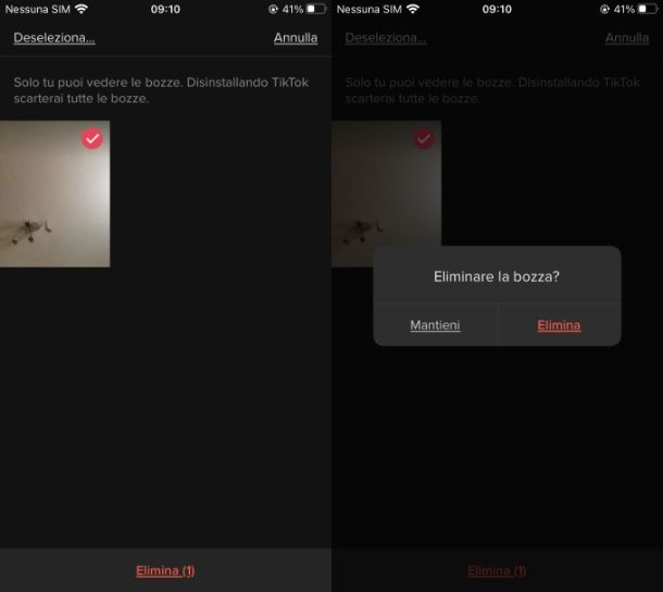 Come cancellare un video dalle bozze di TikTok