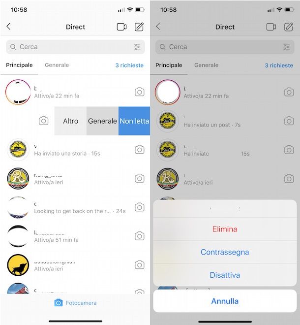 Come cancellare chat Instagram iPhone
