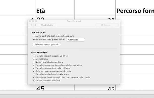 Controllo Errori in Excel