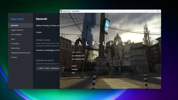 Steam forzare risoluzione Half Life 2
