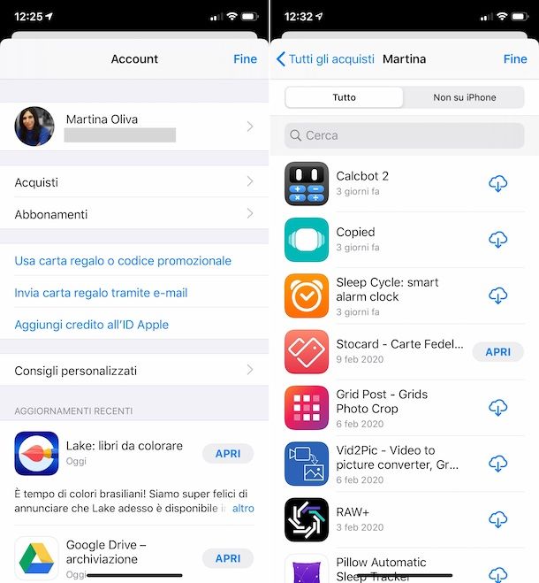 Recupero acquisti App Store iOS