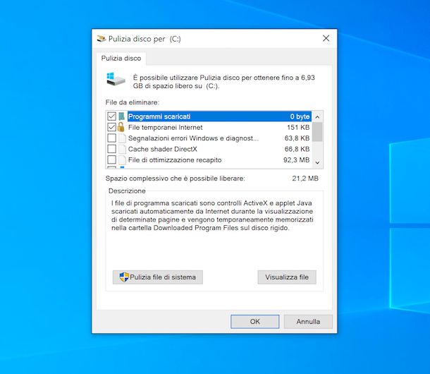 Pulizia disco Windows 10