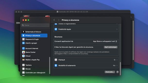 Come autorizzare COMODO Antivirus macOS