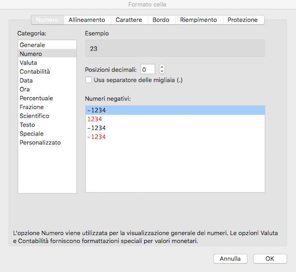 Formato Celle in Excel