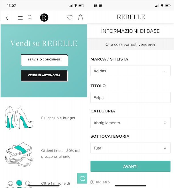 App per vendere vestiti di marca outlet