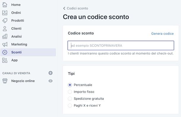 Sconti Shopify