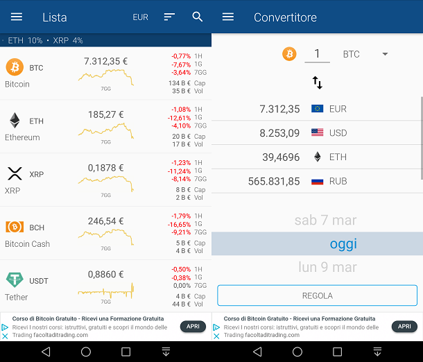Crypto App: informazioni, statistiche e investimenti in criptovalute