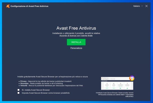 Installazione Avast Antivirus