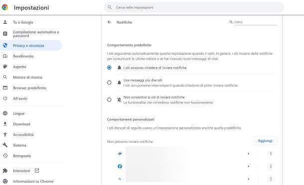 Come bloccare notifiche indesiderate Chrome