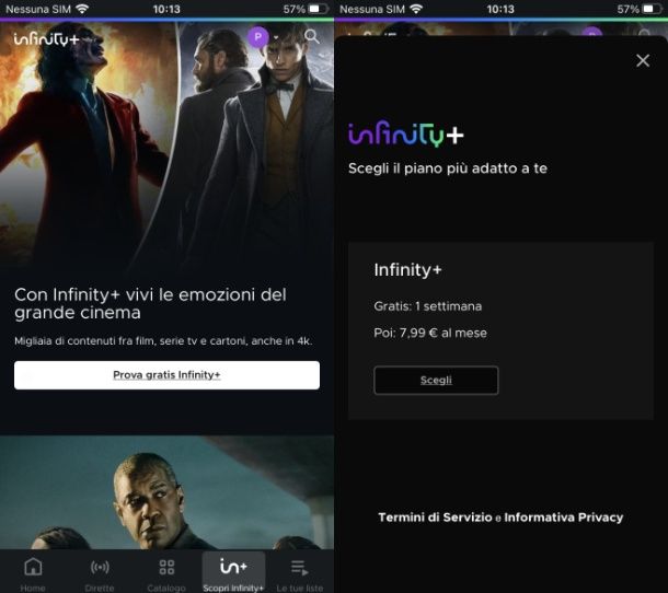 Abbonamento Infinity+ smartphone