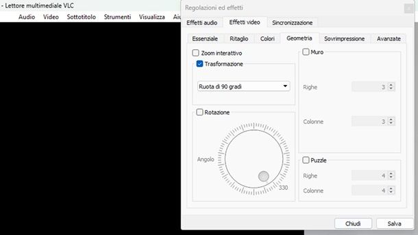 Ruotare un video con VLC