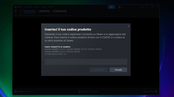 Come attivare un codice su Steam Windows 11