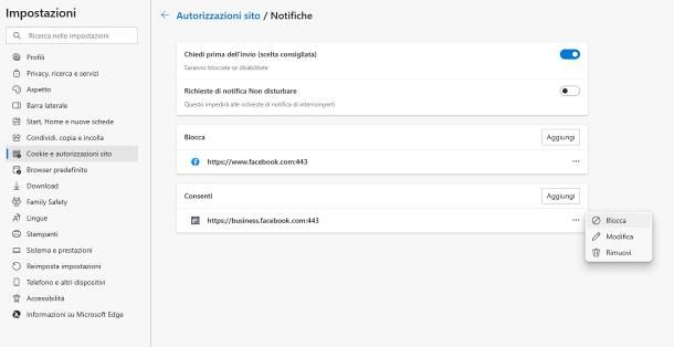 Come bloccare notifiche indesiderate Edge