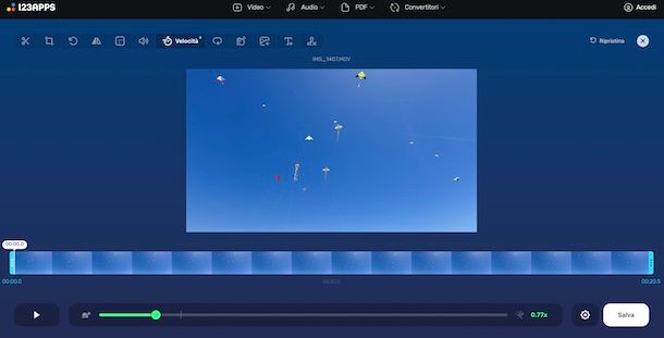 Modifica velocità video di 123apps
