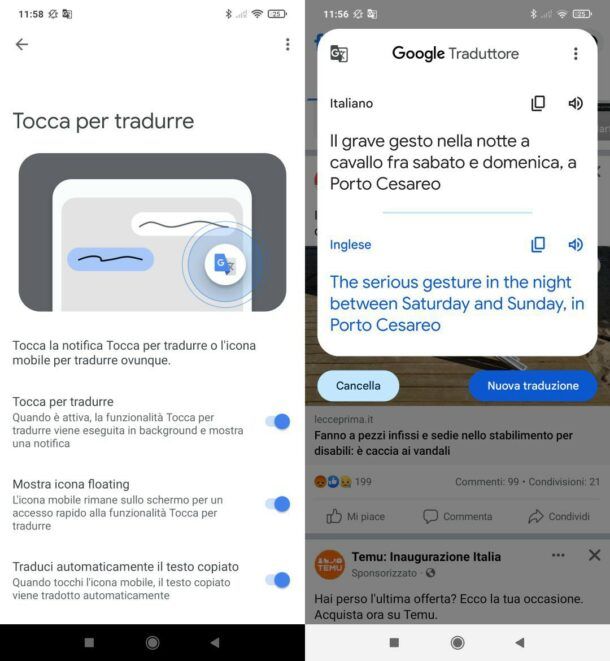 Tradurre su Facebook con Google Traduttore