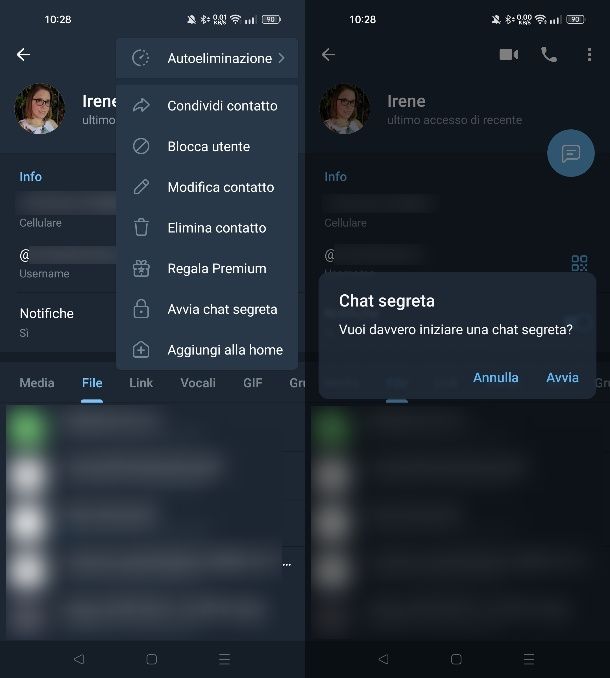 Chat segreta di Telegram su Android