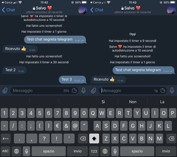 Chat segreta Telegram IOS