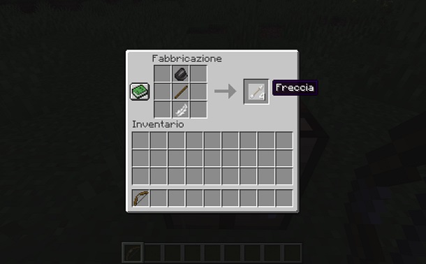 Craftare frecce su Minecraft