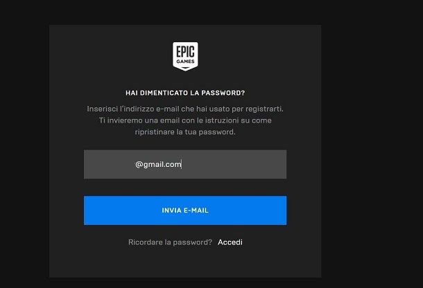 Come recuperare password account Fortnite