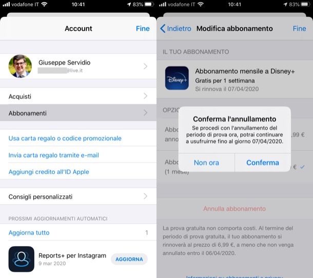 Come annullare abbonamenti iPhone